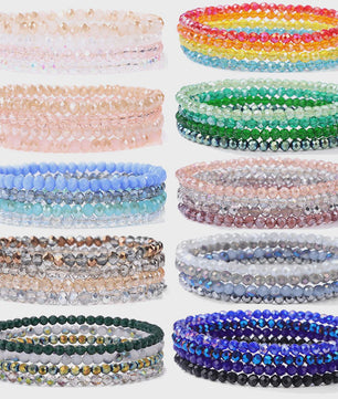 Set van 4 Kristallen Kralen Armbanden - Kleurrijk & Elegant