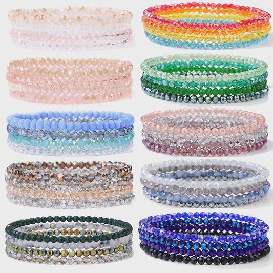 Set van 4 Kristallen Kralen Armbanden - Kleurrijk & Elegant