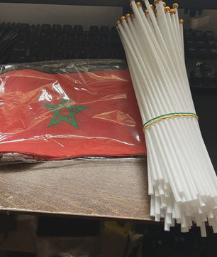 Marokko Handvlag 21x14cm met Plastic Stok - Polyester - Voor Sport & Decoratie