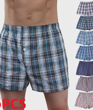 Set van 3, 5 of 7 Geruite Heren Boxershorts - Losse Pasvorm, Elastische Tailleband & Knoopsluiting voor Comfort Thuis