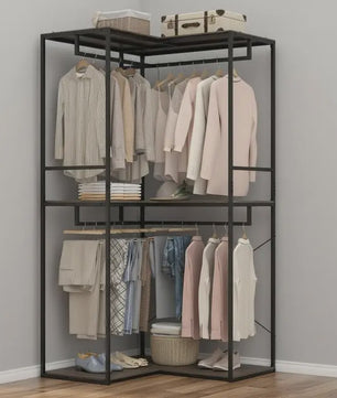 Hoek Kledingrek Wardrobe met Opslagplanken en Hangrail - 100x100x200 cm