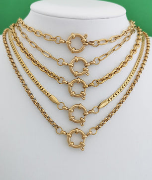 Gouden Roestvrij Stalen Ketting met Sailor Sluiting - Unisex Choker