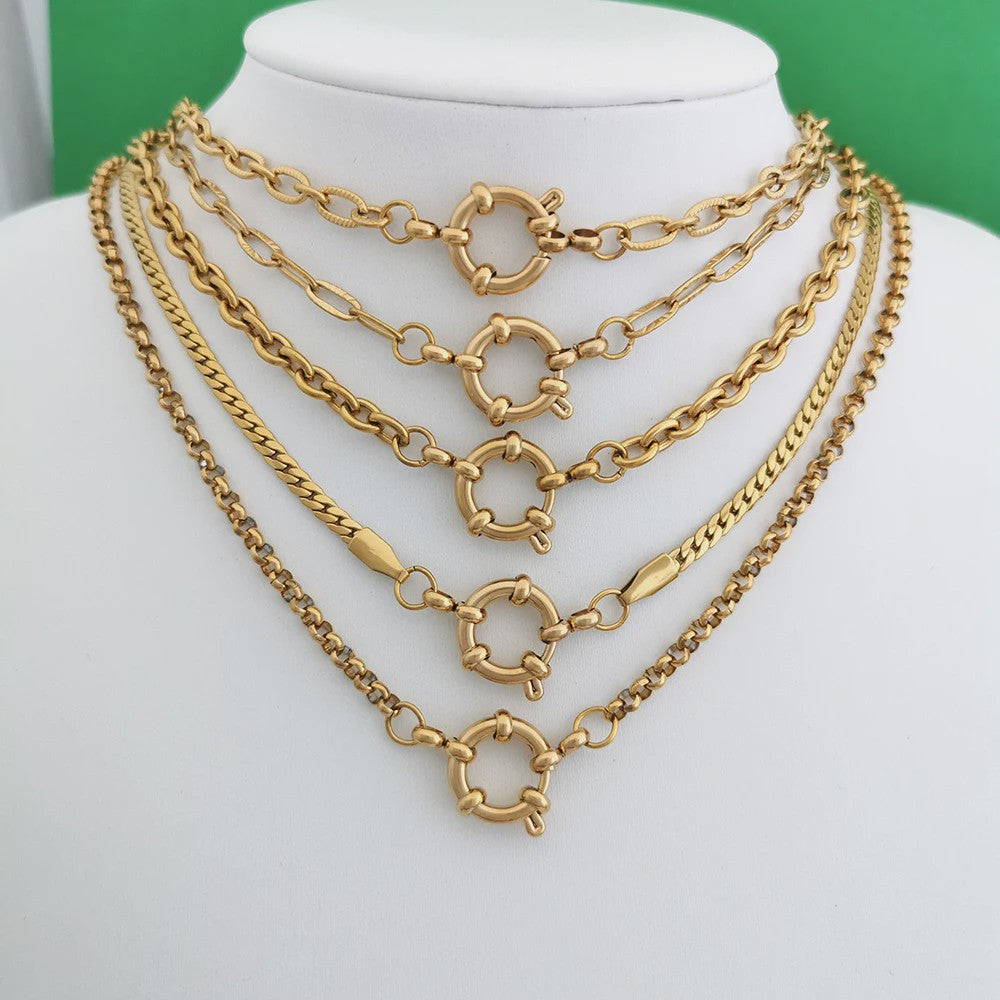 Gouden Roestvrij Stalen Ketting met Sailor Sluiting - Unisex Choker