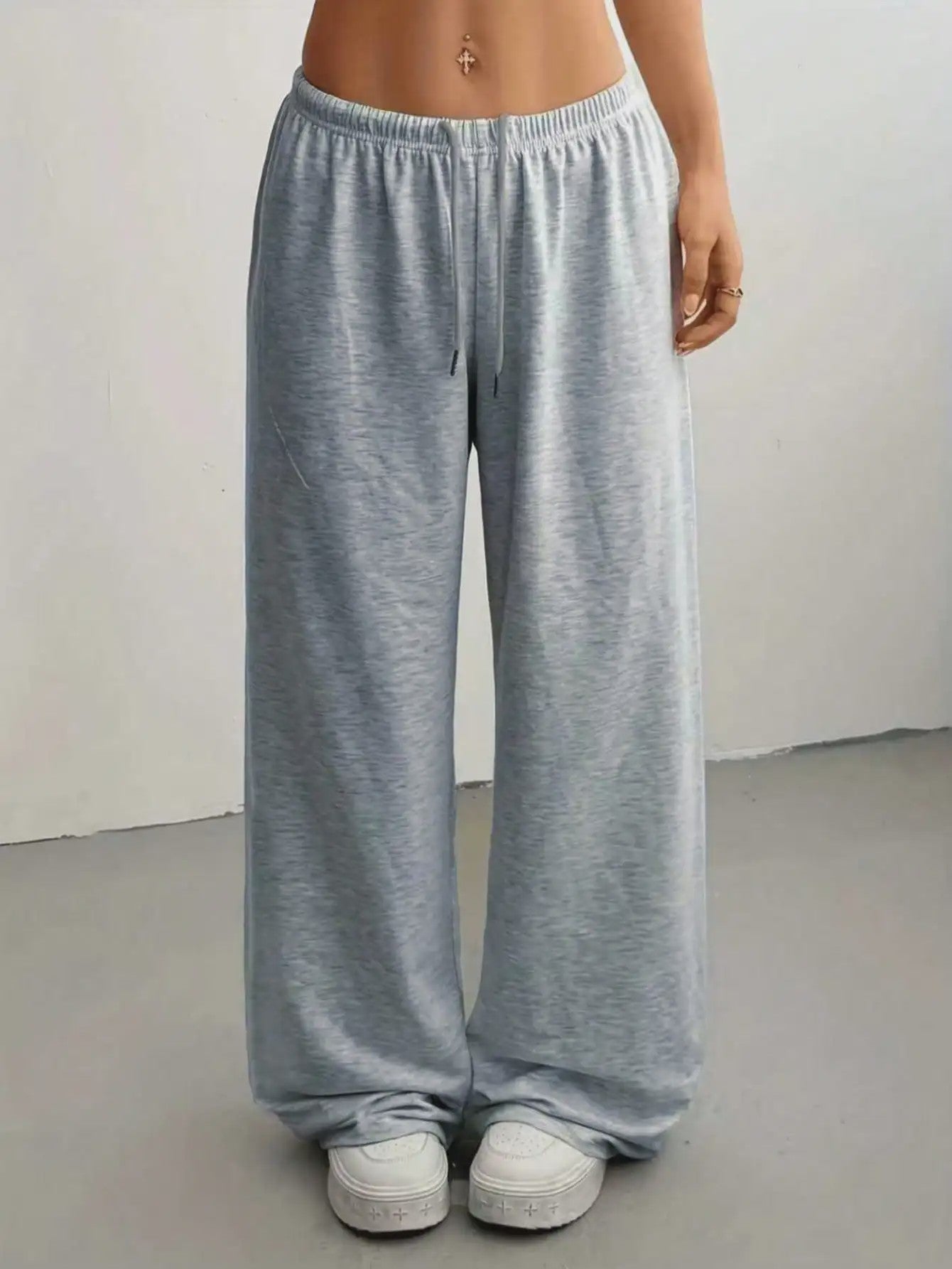 Dames Wijde Pijpen Joggingbroek met Trekkoord en Elastische Tailleband
