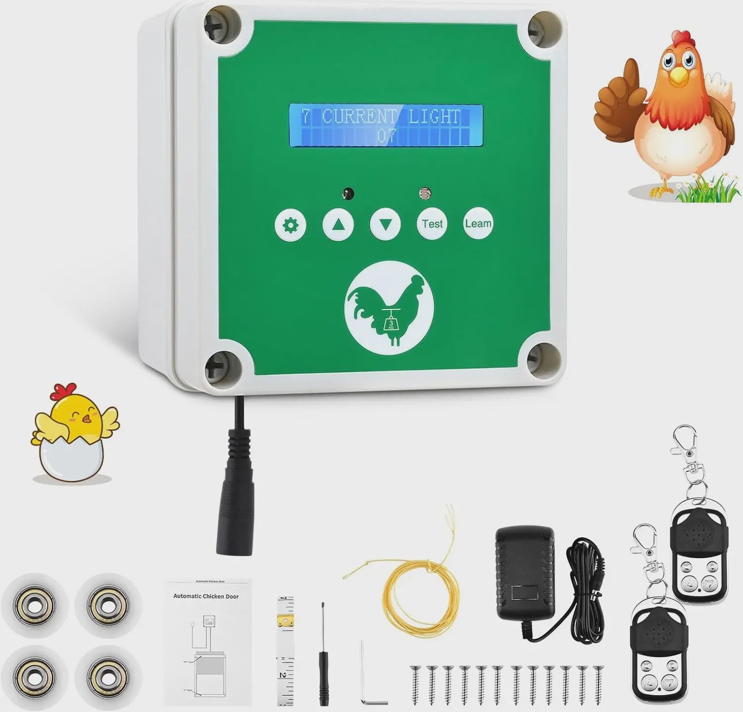 Automatische Kippenhok Deur Oplegger met Afstandsbediening, Sensor & Timer - 3 Voedingsopties