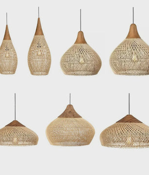 Handgemaakte Rotan Hanglamp Beige - Vintage Woven Wicker - E27 Fitting - Sfeervolle Verlichting