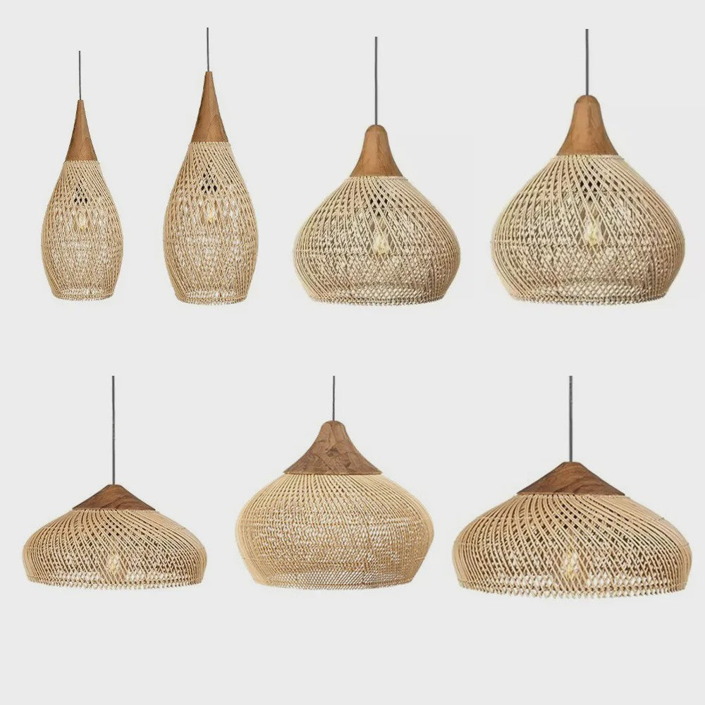 Handgemaakte Rotan Hanglamp Beige - Vintage Woven Wicker - E27 Fitting - Sfeervolle Verlichting