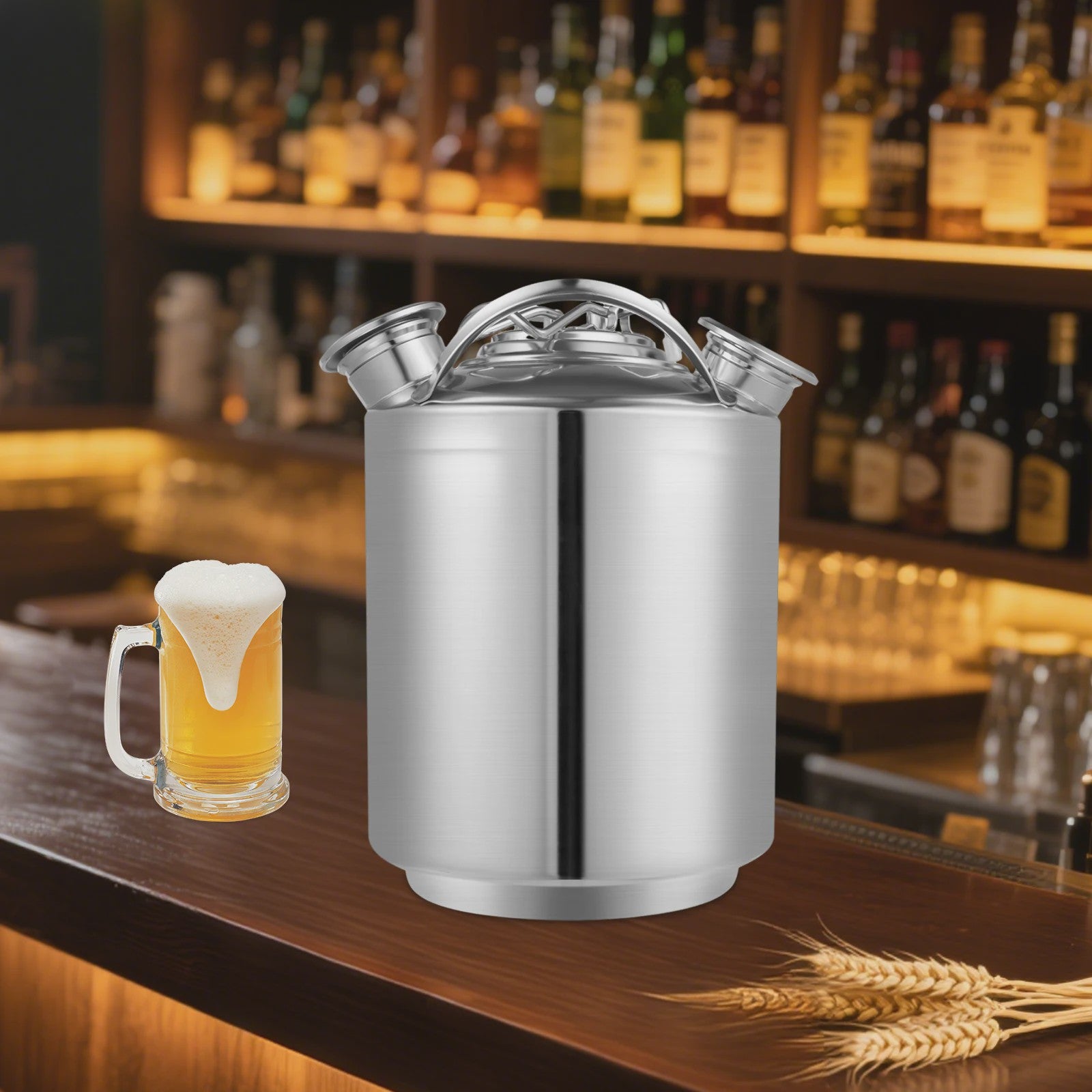 10L RVS Bierleiding Reinigingsvat met 3 Aansluitingen - Tapbier & Voedselopslag