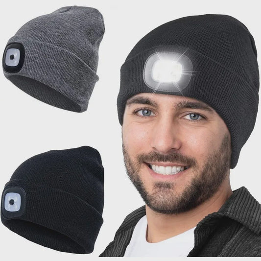 LED Muts met Ingebouwde Verlichting - USB Oplaadbaar, Warm & Unisex voor Nachtelijke Activiteiten