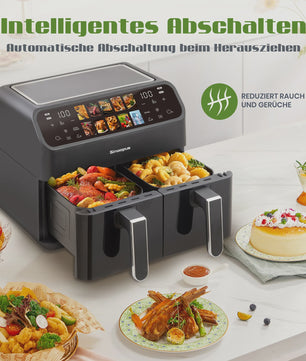 Dubbele Airfryer 9L met Zichtvenster & Touchscreen - Gezond Frituren