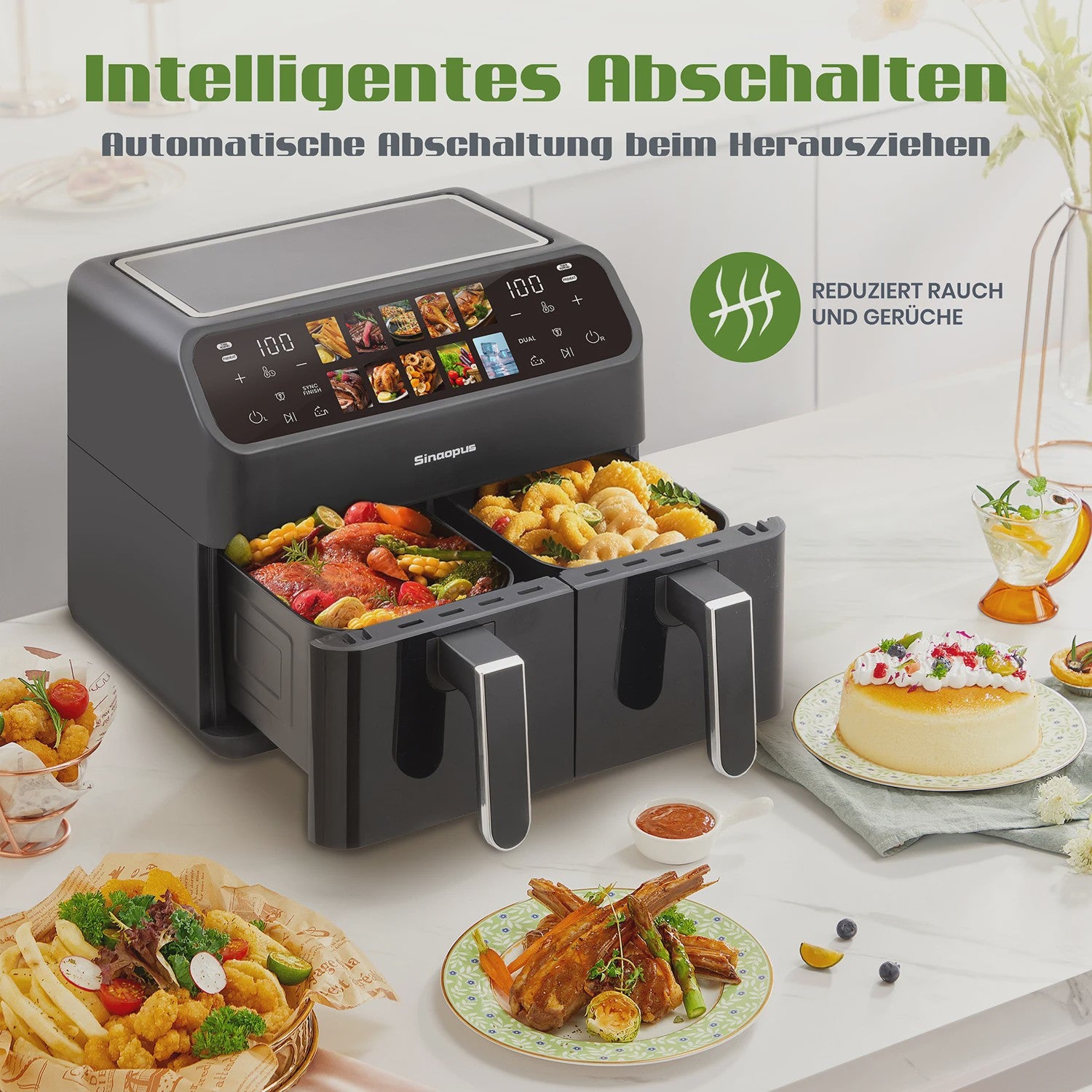 Dubbele Airfryer 9L met Zichtvenster & Touchscreen - Gezond Frituren