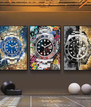 Luxe Horloge Canvas Schilderij - Pop Art Graffiti Muurdecoratie