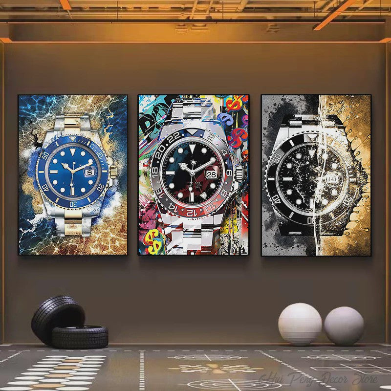 Luxe Horloge Canvas Schilderij - Pop Art Graffiti Muurdecoratie