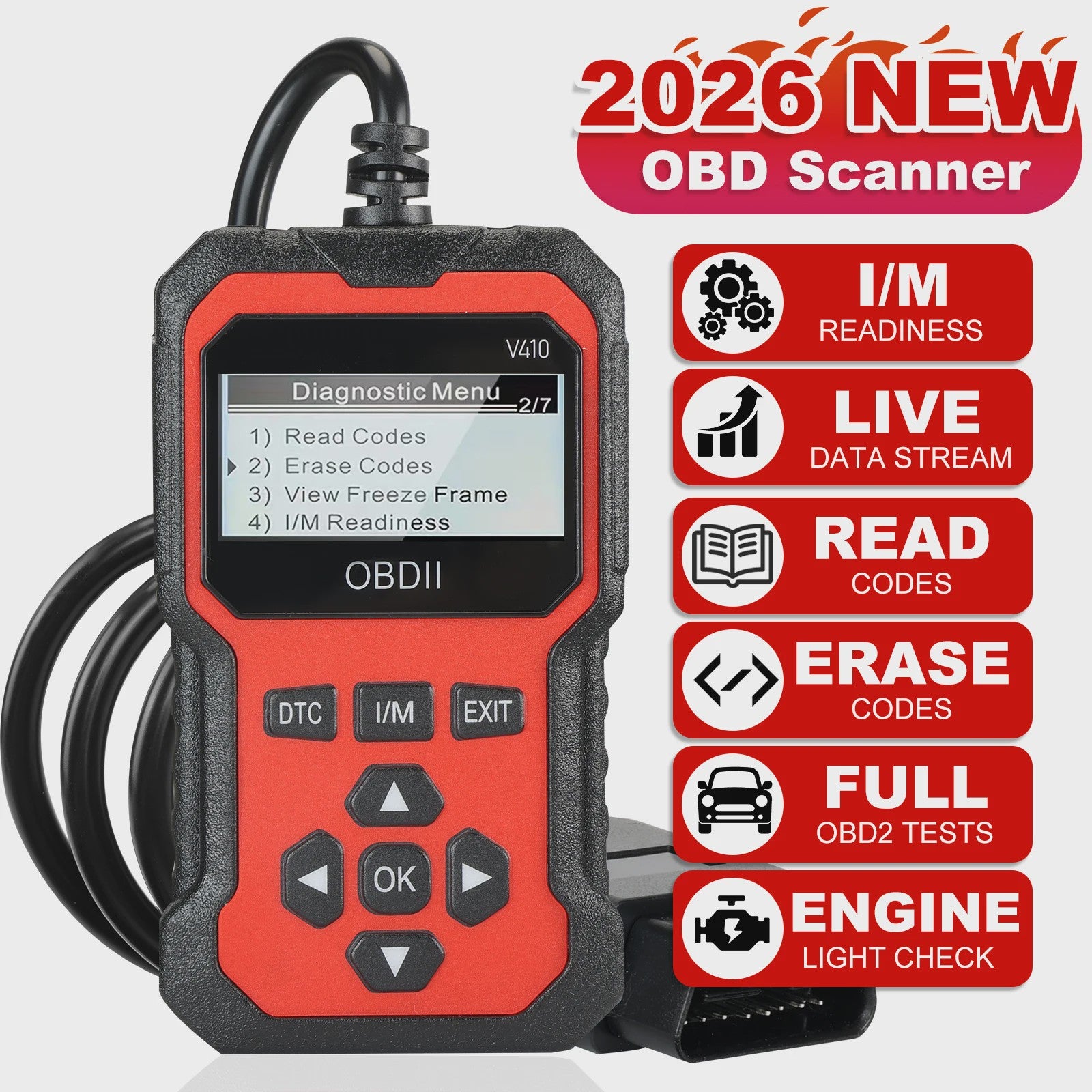 V410 OBD2 Scanner Auto Diagnose Tool - Motor, ABS, Olie Reset & Meer