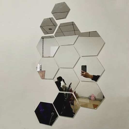 Zelfklevende Hexagon Spiegel Wandstickers - 3D Decoratie voor Elke Ruimte - DIY