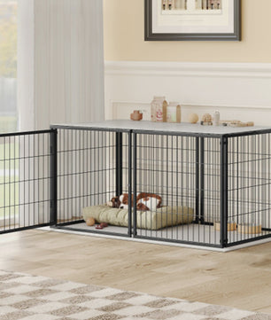 Modulaire Hondenkennel 120x60x60cm - Zwart Metaal met PVC Coating & Veilige Deur