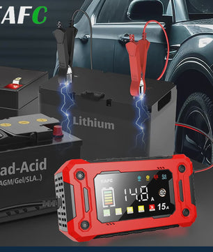 Slimme Acculader 12V 15A met LCD Display en Pulsreparatie voor Auto, Motor, SUV