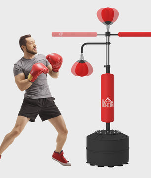 HOMCOM Staande Bokszak 4-in-1 met Snelheidbal, Rotatiebar en Handschoenen - Verstelbaar (160-230 cm)