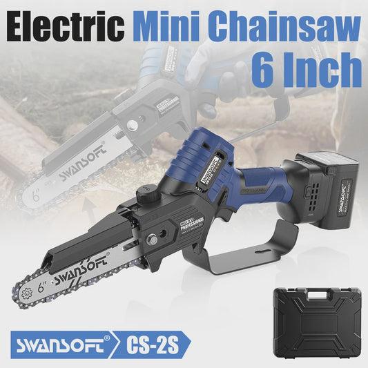 SWANSOFT 6-inch Elektrische Mini Kettingzaag - Krachtige 600W Brushless Motor