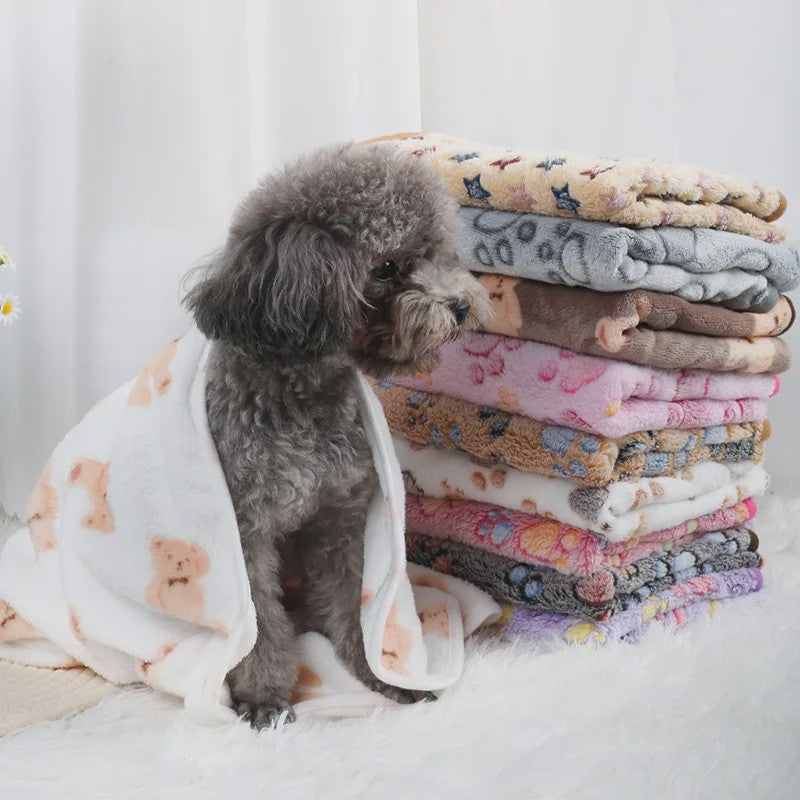 Zachte Fluwelen Deken voor Huisdieren - Warm & Comfortabel met Schattige Pootafdrukken