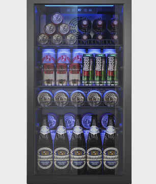 90L Drankenkoelkast met Dubbel Glas, LED Verlichting en 128 Blikjes Capaciteit - Energieklasse C
