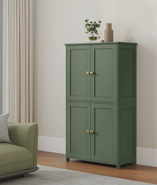 Vasagle Hoge Kast met 4 Deuren - Groen - 30x60x110 cm