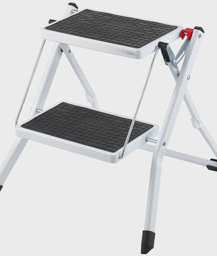 Opvouwbare 2-treden trapkruk met anti-slip pedalen en hoge draagkracht (150 kg)