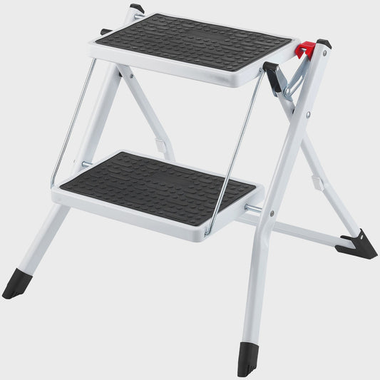 Opvouwbare 2-treden trapkruk met anti-slip pedalen en hoge draagkracht (150 kg)