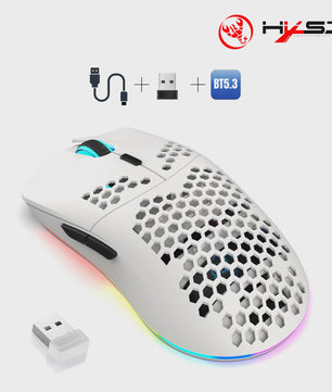HXSJ T66 Gaming Muis: Draadloos, RGB, 10000DPI, 3 Modi (USB, 2.4G, BT 5.3), Macro Programmeerbaar