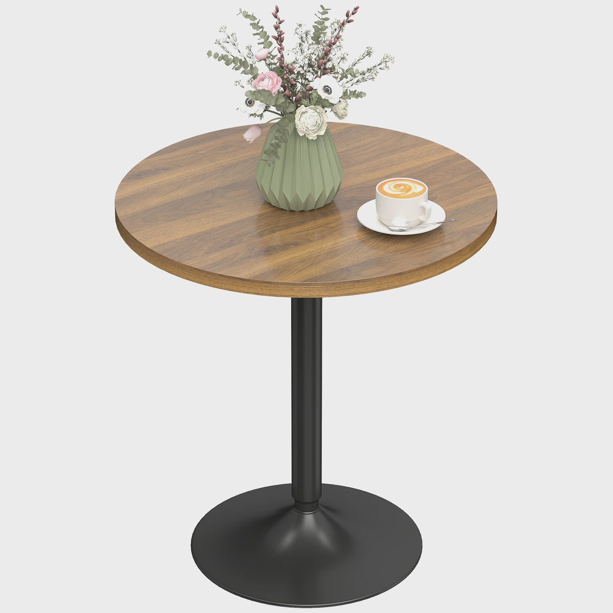 Homcom Ronde Bartafel 60cm met Houten Look - Compact en Stijlvol