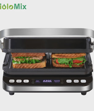 BioloMix Contactgrill 2000W - Panini, Grill, Wafelmaker - Digitaal & 180° Open