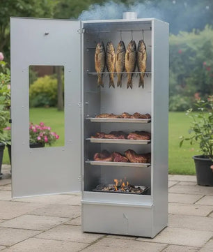 RVS Smoker BBQ met Houtspaanderbak - 44.5x29x110cm - Ideaal voor Vis en Vlees