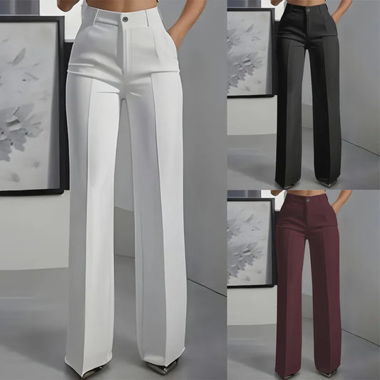Dames Pantalon Hoge Taille Recht Model - Stijlvolle Suit Pants