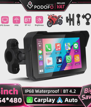 5" IPS Motorfiets Smart Player met GPS, CarPlay & Android Auto - Waterdicht IP68