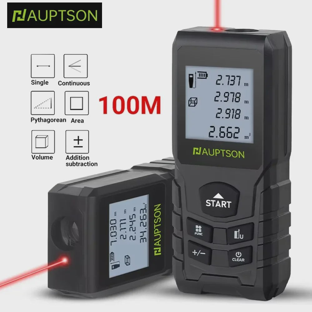 HAUPTSON Laser Afstandsmeter 100M - Precisie Meetinstrument voor Afstand, Oppervlakte en Volume