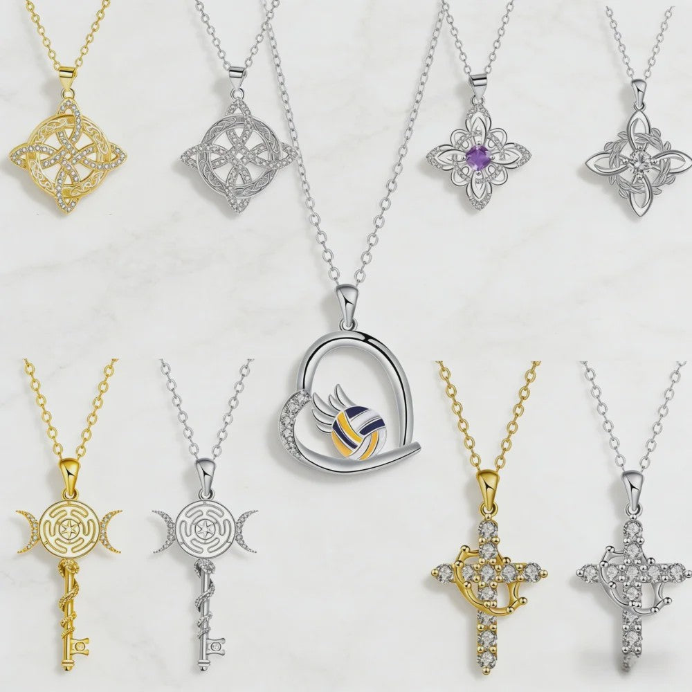 Zilverkleurige Ketting met Zirconia en Keltisch Patroon - Elegant Dames Sieraad