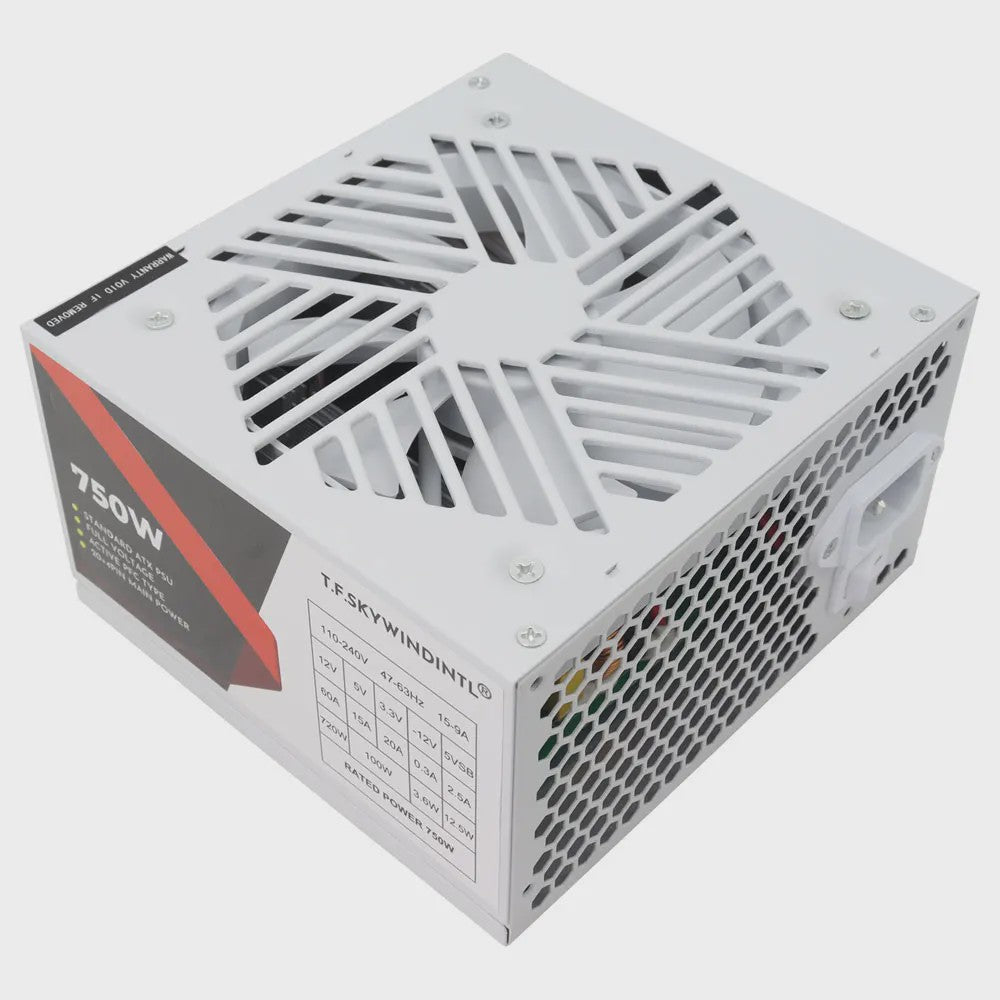 T.F.Skywindintl 750W ATX Gaming Voeding - Wit, Non-Modular, 85% Efficiëntie