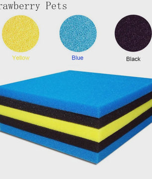 Aquarium Filter Spons Pad - 50x50x2cm - Biochemisch Filtermedium voor Vis Tanks - Zwart, Blauw, Geel