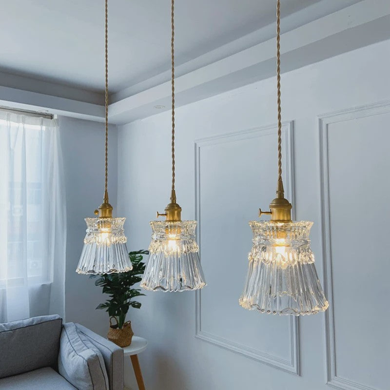 Koperkleurige Glazen Hanglamp - Stijlvolle LED Plafondlamp voor Woonkamer, Slaapkamer & Keuken