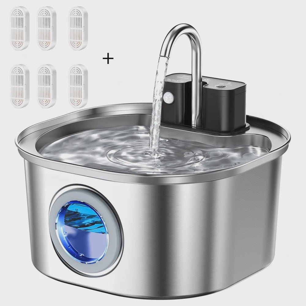 RVS Slimme Katten Drinkfontein 3.2L met Sensor & Draadloos Opladen - Automatische Waterdispenser voor Huisdieren