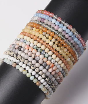 Natuursteen Armband met Kwarts, Kattenoog, Jades & Aquamarijn Kralen - Stretch Bangle voor Dames & Heren