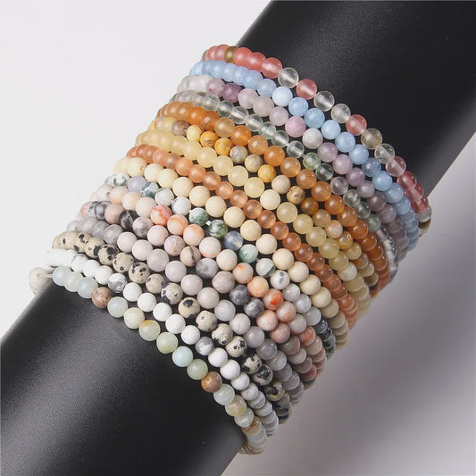 Natuursteen Armband met Kwarts, Kattenoog, Jades & Aquamarijn Kralen - Stretch Bangle voor Dames & Heren