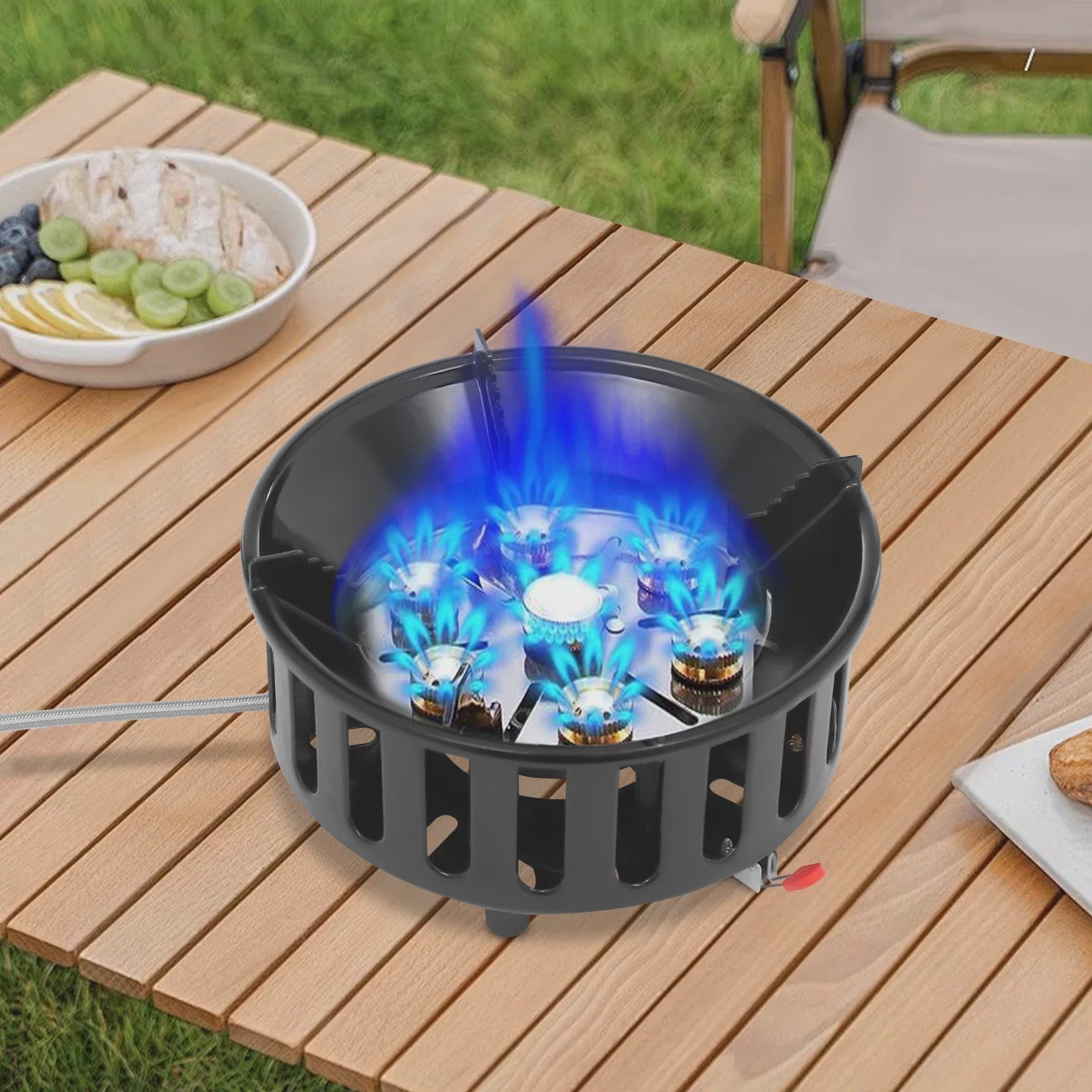 Draagbare Camping Gasbrander 21000W - Krachtige Outdoor Kookplaat met Adapters