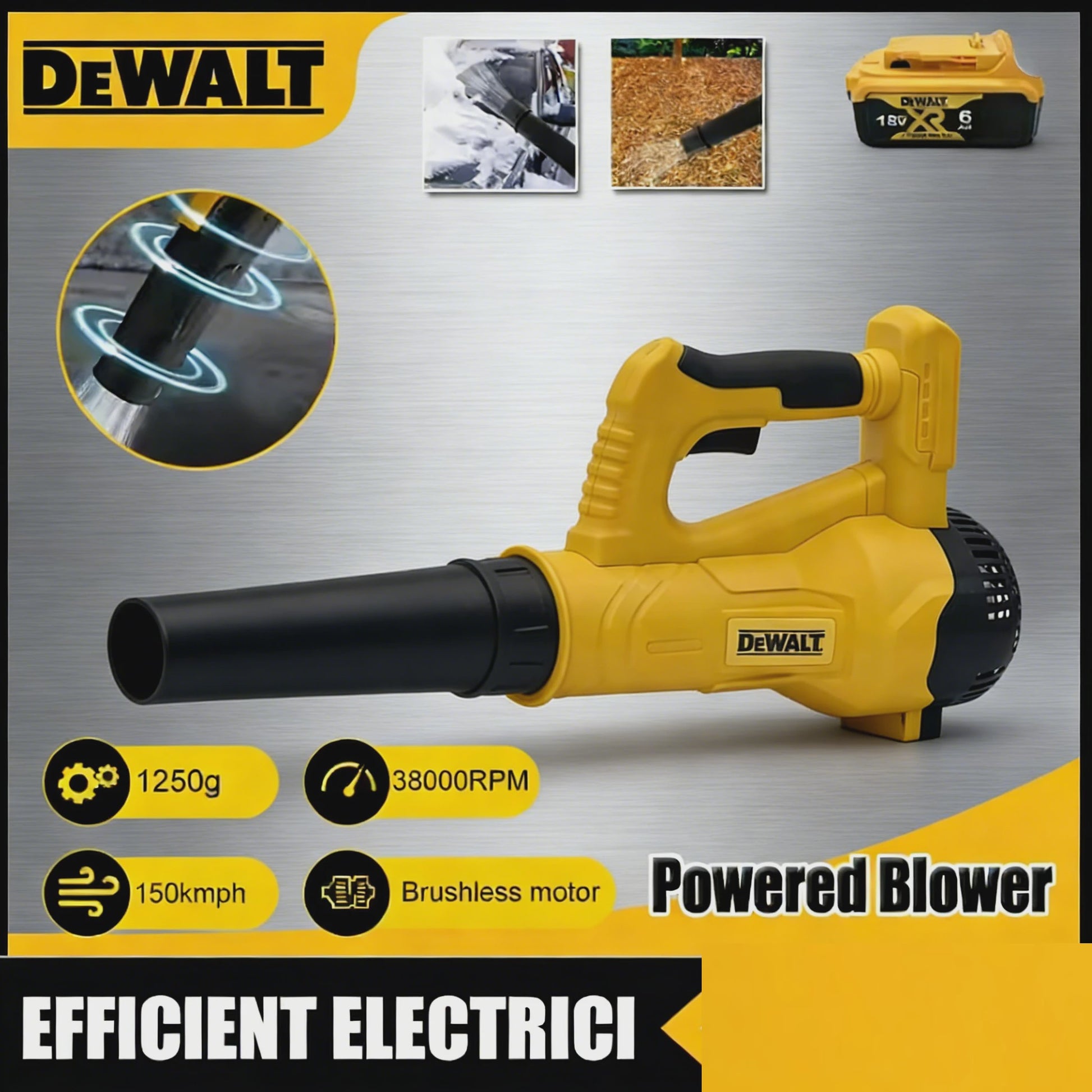 DEWALT Accu Bladblazer 38000 RPM - Krachtige Borstelloze Handheld Turbo Blower