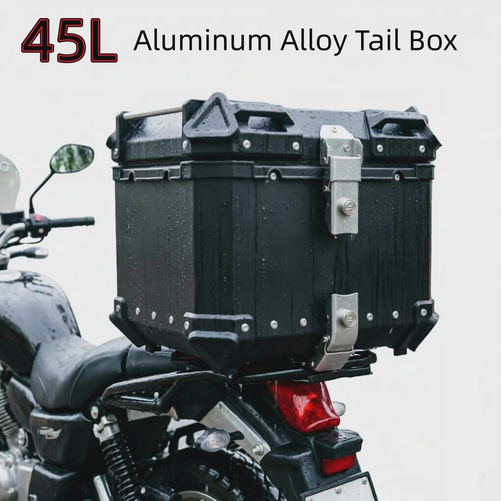 Universele 45L Motor Topkoffer Aluminium - Waterdicht, afsluitbaar met rugsteun