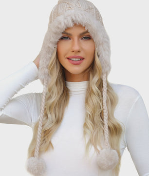 Dames Wintermuts Gebreid met Pompon en Fleece Voering - Warm en Stijlvol