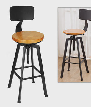 Set van 2 Stijlvolle Barstoelen - Verstelbaar Hout & Metaal met Draaibare Zitting