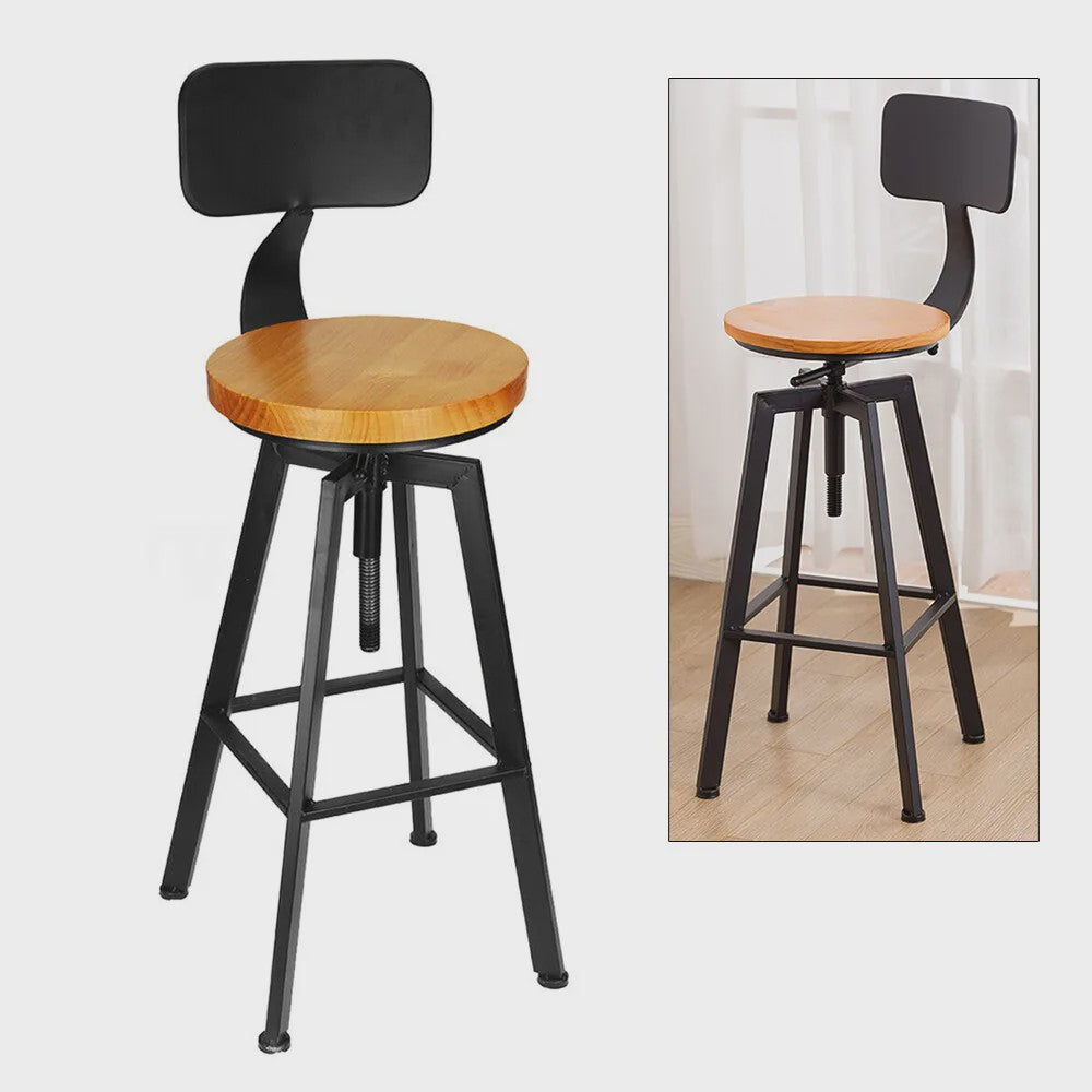 Set van 2 Stijlvolle Barstoelen - Verstelbaar Hout & Metaal met Draaibare Zitting