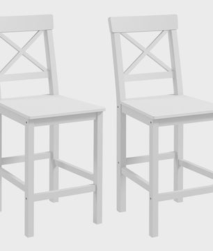 Set van 2 Houten Barkrukken - Landelijke Stijl, 60cm Hoog met Voetensteun - Wit