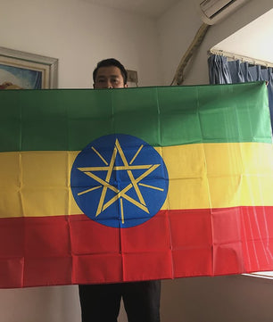 Ethiopië Vlag 90x150cm - Polyester Nationale Vlag voor Binnen en Buiten